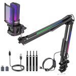 zealsound USB Microphone Kit, RGB Gaming Microphone with RGB Boom Arm, Compatible with iPhone, iPad, PC, Mac, PS5, with Quick Mute, Pop Filter, for Podcasts, Streaming, Discord, Twitch,YouTuber, A68T