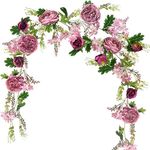 OrgMemory Peony Flower Garland, 180cm, Rose Garland Artificial Flowers, Artificial Flower Garlands for Weddings Home Table Runner Mantle Party Décor (Dusty Peony Garland)