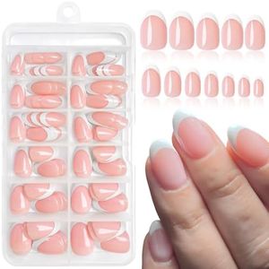 Lifextol 120pc White French Tip Press on Nails Short Fake Nails Press ons with Glue&Adhesive Tab, False Acrylic Nails Press on Nails almond Nail Tips Artificial Glue on Nails Fingernail Stick Nails
