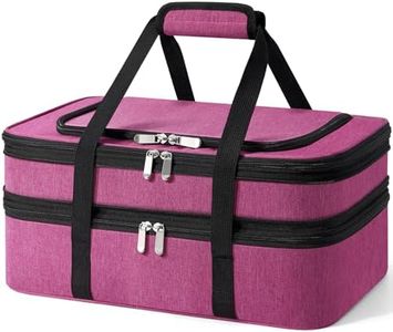 MIAOJIE Double Insulated Casserole Carrier - Portable Casserole Carrier for Hot or Cold Food Lunch Tote Warmer or Cooler Bag, for Parties Picnic, Fits 9" x 13" Baking Dish -Pink