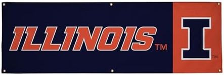 Illinois Fighting Illini College Sports Printed Outdoor Banner - NCAA Licensed - Durable Vinyl - School Banner (Navy Blue, Orange) (2' x 6')