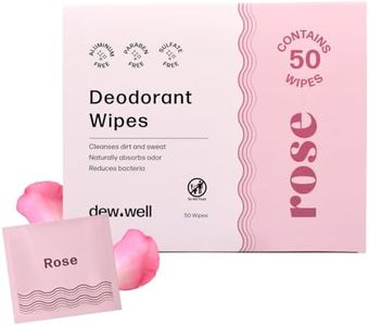 Dew Well - Deodorant Wipes - A Fresh Start When You’re On the Go - Aluminum, Paraben, and Sulfate Free - Rose Scent - 50 Individually Wrapped Wipes