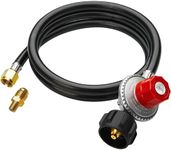 CALPOSE 5FT High Pressure Propane Regulator Hose, 0~20PSI Adjustable Propane Tank Regulator, QCC1 & 3/8” Female, Fit for Turkey Fryer，Fish Fryer，Propane Burner，Fire Pit, Forge, and More