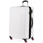 SwissGear Signature Hardside Expandable Luggage with Spinner Wheels and TSA Lock, Patented Built-In Cup Holder, White/Red, Carry-On 19-Inch