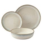 Tabletops Gallery Speckled Farmhouse Collection- Stoneware Dishes Service for 4 Dinner Salad Appetizer Dessert Plate Bowls, 12 Piece Hanover Dinnerware Set in Teal