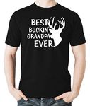 Witty Fashions Best Buckin' Grandpa Ever Fathers Day Funny Gift for Dad, Husband, Papa Men's T-Shirt (Black, Medium)