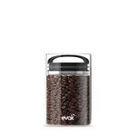 Prepara Evak Airtight Kitchen Food Storage Glass Container for Organization of Herbs, Nuts, Bagels, and Other Dry Goods, Medium, Gloss Black