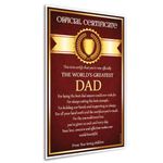 ArtinKart Poster- Best Dad Father Certificate Digital Art Poster for Home Room (Paper,12x18 inch, Multicolor, Unframed)