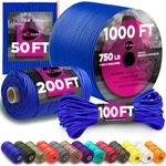 TECEUM Paracord Type IV 750 lb Simple Blue – 50 ft – 4mm – 100% Nylon Strong Tactical MIL–SPEC Parachute Cord – Survival Rope Emergency para Cord 11 Strands Core EDC Camping Hiking Military Gear