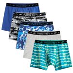 INNERSY Boys Underwear with Opening Fly Cotton Boxer Shorts Sports Underpants Pants Multipack 5 (12-14 Years, Blue/Grey/3 Pattern)