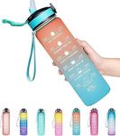 ADIVAN Motivational Water Bottle 1 litre Sipper Bottle For Adults With Time Measurement BPA Free Non-Toxic Water bottle for office,Water bottle for gym (MULTI 1000ML)