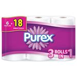 Purex Toilet Paper, Hypoallergenic and Septic Safe, 6 Triple Rolls = 18 Single Rolls