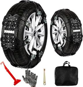 ZONETECH Tire Snow Chains 12-Pack All Season Black Upgraded Premium Quality Strong and Durable Anti-Skid Car SUV and Pick Up Truck Tire Chains for Emergency and Travel