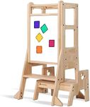 My Duckling Montessori Solid Wood Learning Tower with Step Ladder,Kids Kitchen Helper with Step Stool,Adjustable Toddler Step (Duck Stool Handle)