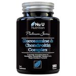 Glucosamine and Chondroitin High Strength Complex - 180 Capsules - with Turmeric, Ginger, Rosehip, Vitamin C & D - Joint Care Supplements for Women & Men - Made in The UK - Nu U Nutrition