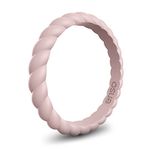 Enso Rings Stackable Braided Silicone Wedding Ring – Hypoallergenic Unisex Stackable Wedding Band – Comfortable Minimalist Band – 2.5mm Wide.8mm Thick Pink Sand: Size 8