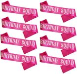 KETAOO 8PCS Birthday Squad Sashes, Hot Pink Birthday Sash Set for Women or Me Funny 16th 18th 21st 30th 40th 50th or Other Bday Party Favors Decorations