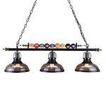 locrawore Pool Table Light Adjustable 39" Industrial Vintage Decoration Billiard Light for Pool Table Hanging Over Chandelier with Glasses Shades for Billiards Room, Restaurant, Bar, Coffee Shop