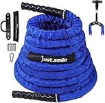 Just.smile Battle Ropes,Ropes for Working Out, Battle Rope for Home Gym with Cover, Steel Anchor & Strap Included, Heavy Ropes for Exercise Training - 1.5/2 Inch (1.5" X30ft)