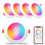 Smart Recessed Lighting 6 Inch Work with Alexa, 150W Equivalent 1500LM, Bluetooth RGB LED Ceiling Light，16W Daylight 5000K & 16 Million Colors& Timing& Music Sync, Color Changing Downlight (4 Pack)