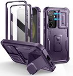 Dexnor for Samsung Galaxy S24 Case with Built-in Slide Camera Cover & Screen Protector & Kickstand, Heavy-Duty Shockproof Rugged Case Full-Body Bumper Protective Cover for Galaxy S24 (2024),Purple