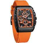 NAVIFORCE Waterproof Chronograph Sport Watch for Men, with Auto Date Women Quartz Wrist Watches, Colorful Silicone Band, Black+Orange, classic style