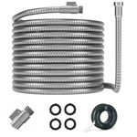 Morvat 50 Foot Stainless Steel Garden Hose with Shut-Off Valve, Garden Hose Stainless Steel 50ft, Resistant to Tangles and Punctures, Heavy Duty Garden Hose 50 FT