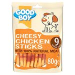 Good Boy - Cheesy Chicken Sticks - Dog Treats - Made With 100% Natural Chicken Breast Meat - 80 Grams ℮ - Low Fat Dog Treats - Case of 10