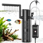 everfarel Internal Fish Tank Filter, 5-in-1 Aquarium Filter with Timer and 6W UV Steriliser Turns Green Water to Clear, Quiet Fish Tank Filter Pump for Tanks 20-1500L (500L/H)