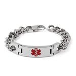 ANAZOZ Mens Bracelets for Men,Bracelet Stainless Steel for Men Medical Sign Bracelet Silver