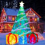 COMIN 7 FT Christmas Inflatables Tree Outdoor Decorations Blow Up Yard Present Box with Built-in LEDs for Indoor Party Garden Lawn Decor