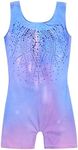 Arshiner Leotards for Girls Gymnastics with Shorts Color Gradient Shiny Diamond Kids Biketard