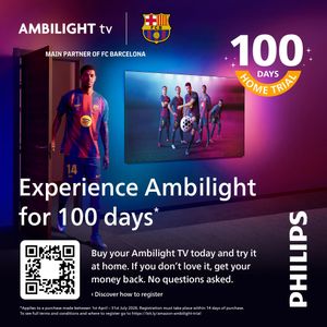 Philips Ambilight 55" 4K QLED Smart TV – Ultra HD, Dolby Atmos, Titan OS