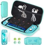 CoBak Carrying Case for Nintendo Switch Lite - with 1 Screen Protector, 1 Grip Case and 4 Thumb Grip Caps, Ultra Slim Premium EVA Travel Pouch Protective Cover, 8 Game Cartridges, Green