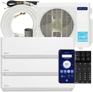 DELLA 27K BTU ODU 3 Zone (2 * 9K+12K BTU) 24 SEER2 208-230V Cools Up to 1350 Sq.Ft, Energy Star, Works with Alexa and Wifi, Multi Zone Mini Split Air Conditioner Pre-Charged Heat Pump,16ft Kits