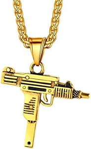 PROSTEEL 18K Real Gold Plated UZI GUN Charm Necklaces Hip Hop Army Style Pendant Chain Women Men Jewelry Statement Hiphop Necklace