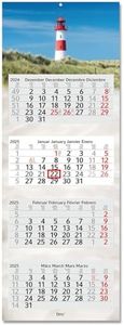 timr 4-Month Calendar 2025 Lighthouse I Wall Calendar 4 Months I 33 x 90 cm I Multilingual D/GB/F/ES Year Planner with Slider I Multi-Sheet Calendar Holiday North Sea Sea Dunes I tr_245
