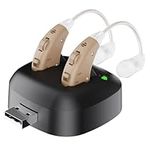 Digital Hearing Amplifier - (Pair of 2) Noise Cancelling with One Touch Volume Control, No Programming Required, Near-Invisible Behind The Ear Design & Rechargeable USB Dock by MEDca
