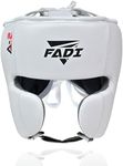 Fadi Sports Authentic Series A2 Boxing Headgear - Premium Leather Head Guard for Kids and Adults in MMA, Kickboxing, Muay Thai, Karate, Martial Arts, and Taekwondo (White, S/M)