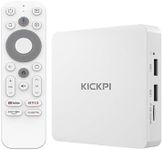 KICKPI KP1 Android TV Box 2024 Google Certified 4K Streaming Device with Voice Search 2GB RAM 32GB ROM, Dolby Audio, Bluetooth 5.0 Chromecast Built-in, Smart Home Control (White)