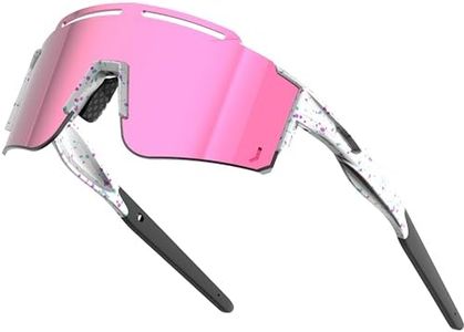 ATTCL Luxury Cycling Sunglasses for Men Women Sports Glasses,UV 400 Protection for Cycling, Skiing, Driving (550A-white+pink/mirrored)