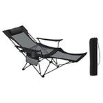 WOLTU Folding Camping Chair, Fishing Chair, Ultralight, Deck Chair, Folding Chair, Sun Lounger, Beach Lounger, with Adjustable Backrest Footrest, 150 kg, Black and Grey CPS8162szg