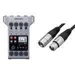 Zoom PodTrak P4 Podcast Recorder, Battery Powered, 4 Microphone Inputs, 4 Headphone Outputs, 2-In/2-Out Audio Interface & AmazonBasics XLR Male to Female Microphone Cable - 10 Feet, Black