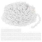 PATIKIL Plastic Chain Links, 200 Foot Safety Chains, White Plastic Chains for Barriers, Crowd Control, Queue Lines, Parking, Fences, Gate, Concerts, and Decoration