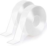 Rulnfichy Double Sided Tape Heavy Duty, Nano Clear Mounting Tape: Reusable & Washable Transparent Tape: Strong Adhesive Tape for Wall Home Office Decor [2 Pcs, Total 33FT]