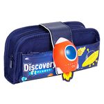 FINEMOE Pencil Pouch for Girls & Boys, Cute Pencil Box with Decompression Toy, Canvas Large Pencil Box for Girls, 2 Compartment Stationery Pouches Multifunction Pencil Case (Blue Astronaut)