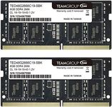 TEAMGROUP Elite DDR4 16GB Kit (2 x 8GB) 2666MHz PC4-21300 CL19 Unbuffered Non-ECC 1.2V SODIMM 260-Pin Laptop Notebook PC Computer Memory Module Ram Upgrade - TED416G2666C19DC-S01