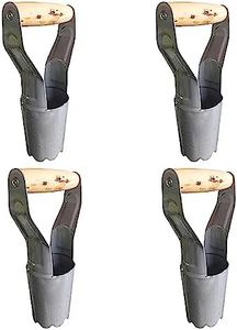 Garden Guru Steel Bulb Planter Tool for Planting Bulbs - High Carbon Steel & Comfortable Wood Carved Handle - Depth Marker for Consistent Planting Flowers Tulips, Daffodils, Dahlias (4 Pack)