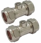 Pipestation Isolation Valve 15mm 2 Pack - 15mm Isolation Valve - WRAS Approved Plumbing Fittings - Chrome Valve Compression & Easy Installation - Fitting Stopcock Valve & Stop Tap Water Shut Off Valve