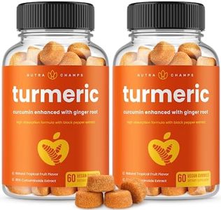 Turmeric Gummies for Adults & Kids with Ginger & Black Pepper Extract | 95% Curcuminoids | Vegan Natural Curcumin Joint Support | 120 Tumeric Gummy Supplements (2-Pack of 60)